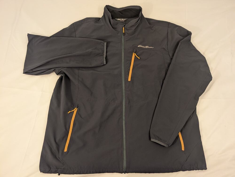 Eddie Bauer Men's 2XL Gray Softshell Jacket Zip Lightweight Outdoor Golf Hiking